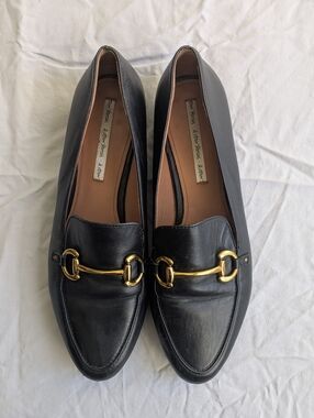 & Other Stories Black Leather Loafers with Gold Bit